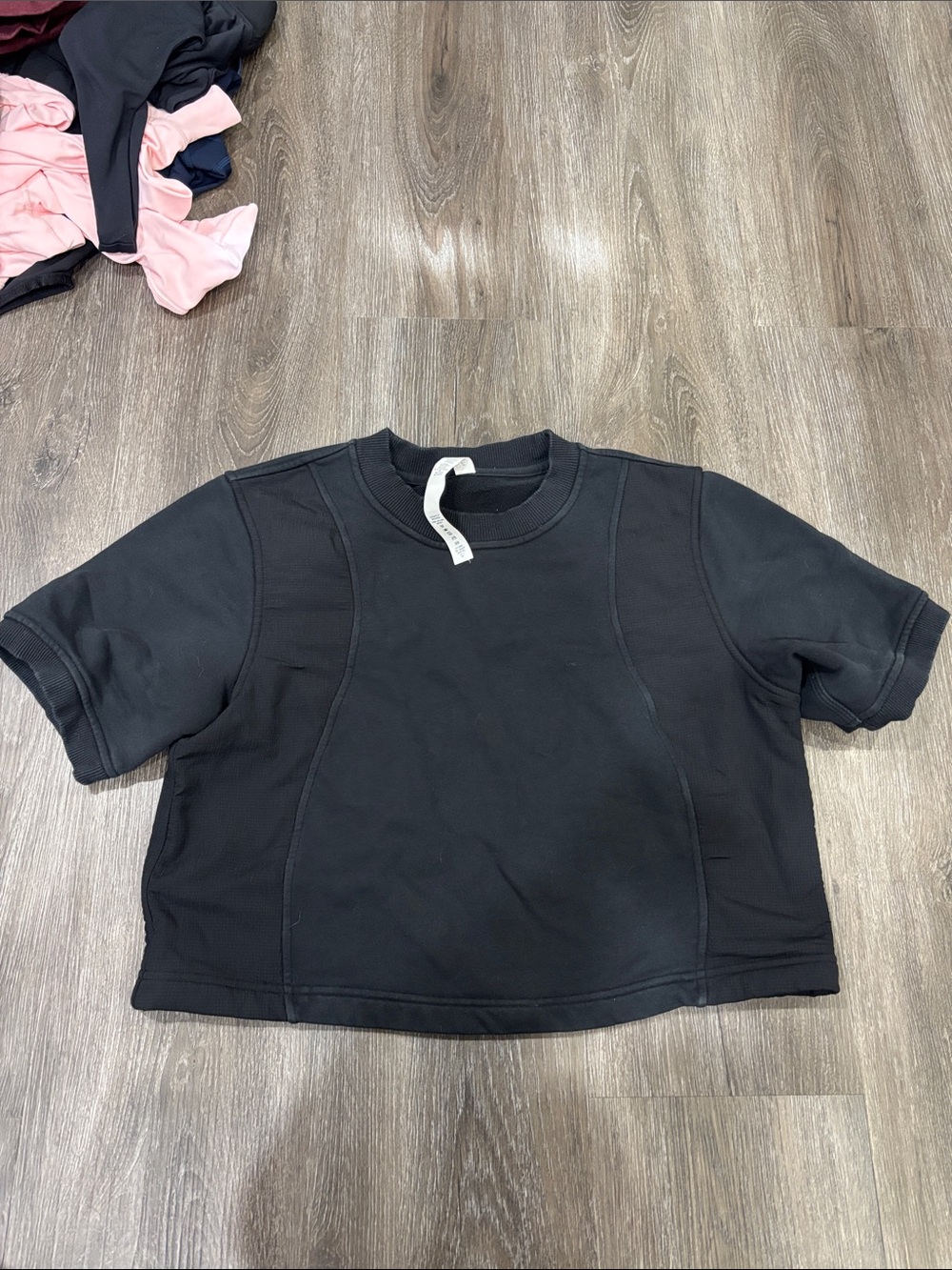 lululemon athletica Black Cropped Boxy Short-Sleeve Top